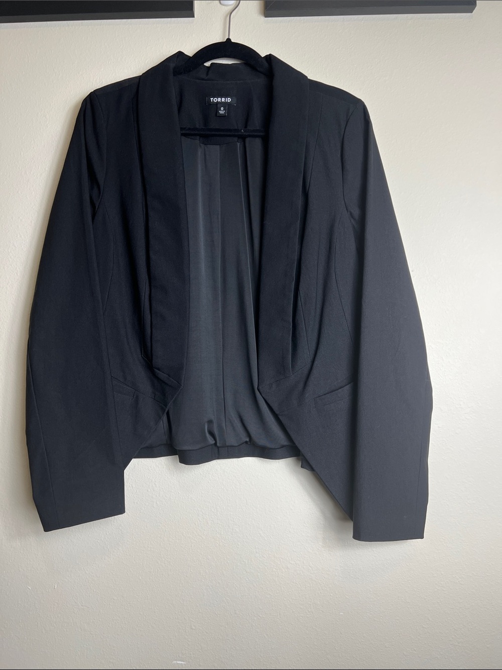 torrid Black Draped Open-Front Blazer